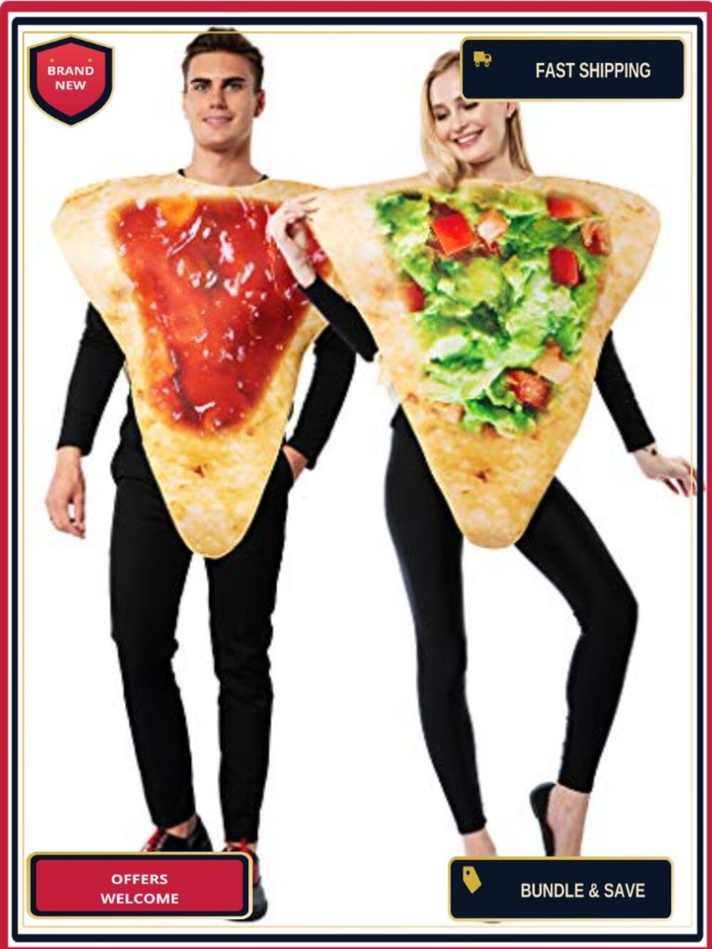 Adult Couple Nacho Tortilla Chips Food Mascot Halloween Costume 2 Piece Onesie